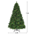 7.5 ft. Pre-Lit Artificial Christmas Tree Hinged with 540 LED Lights and Pine Cones