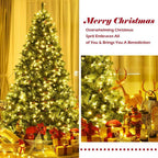 7.5 ft. Pre-Lit Artificial Christmas Tree Hinged with 540 LED Lights and Pine Cones