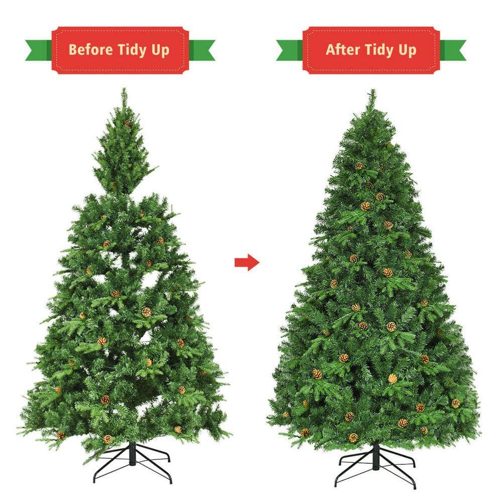 7.5 ft. Pre-Lit Artificial Christmas Tree Hinged with 540 LED Lights and Pine Cones