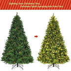 7.5 ft. Pre-Lit Artificial Christmas Tree Hinged with 540 LED Lights and Pine Cones