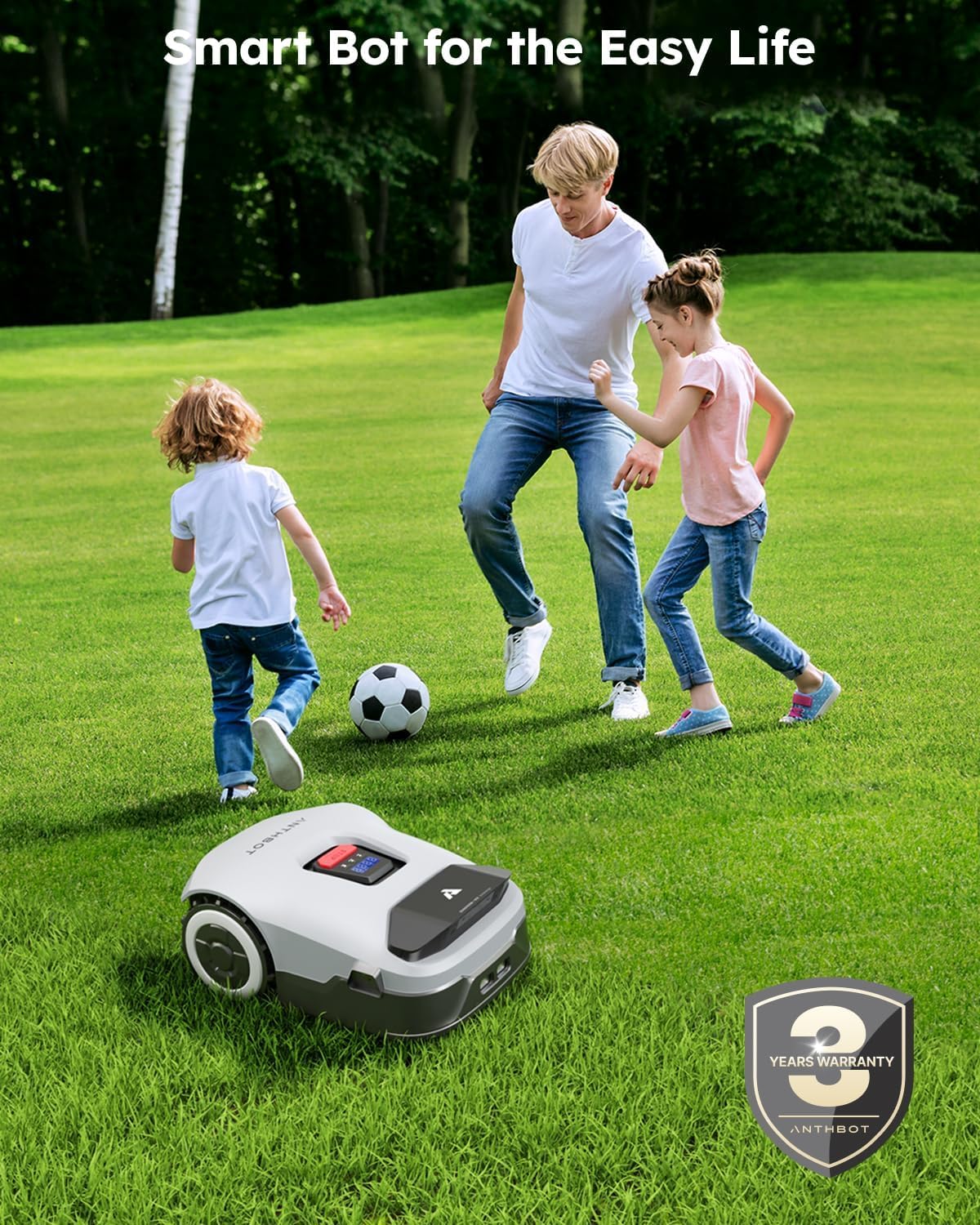 Genie3000 Robot Lawn Mower - NO Wire, Full Band RTK+4-Eye Vision Robotic Lawnmower for 3/4 Acre, Auto Mapping, Multi-Zone Management, Accurate Obstacle Avoidance
