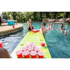 Floatation iQ HydraPong Floating Foam Swimming Pool Lounge Lake Party Game Board Beer Pong Table Mat with 4 Ping Pong Balls,