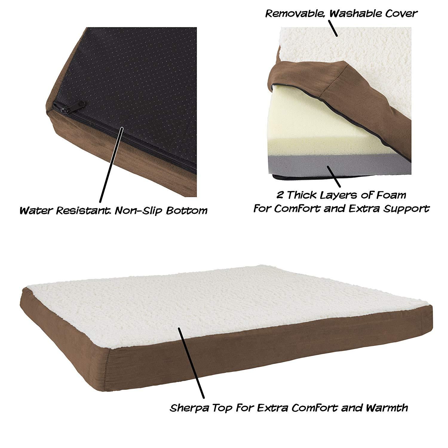 Orthopedic Sherpa Top Pet Bed with Memory Foam and Removable Cover Collection