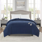 Gracie Mills Electric Blanket Luxurious Micro Fleece Ultra Soft Ribbed Textured,Fast Heating, Auto Shut Off, 20 Level Heat Setting Controller, Queen, Navy - BR54-3260