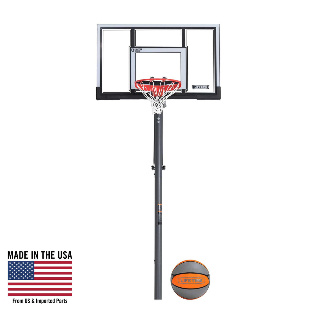 Lifetime 54 In. Polycarbonate Adjustable In-Ground Basketball Hoop, 90962
