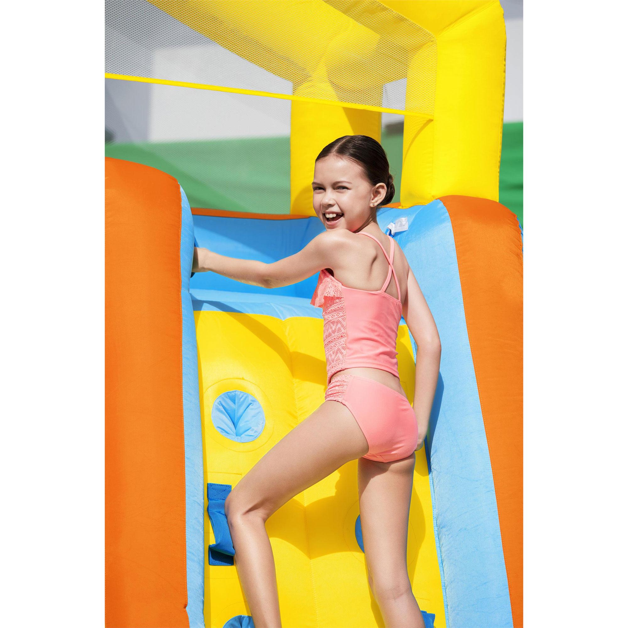 H2OGO! Beachfront Bonanza Kids Inflatable Outdoor Backyard Mega Water Slide Splash Park Toy with Slide, Climbing Wall, Sprayer,