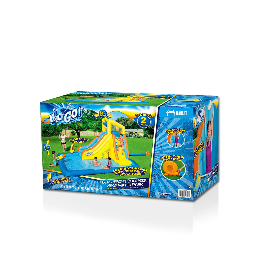 H2OGO! Beachfront Bonanza Kids Inflatable Outdoor Backyard Mega Water Slide Splash Park Toy with Slide, Climbing Wall, Sprayer,