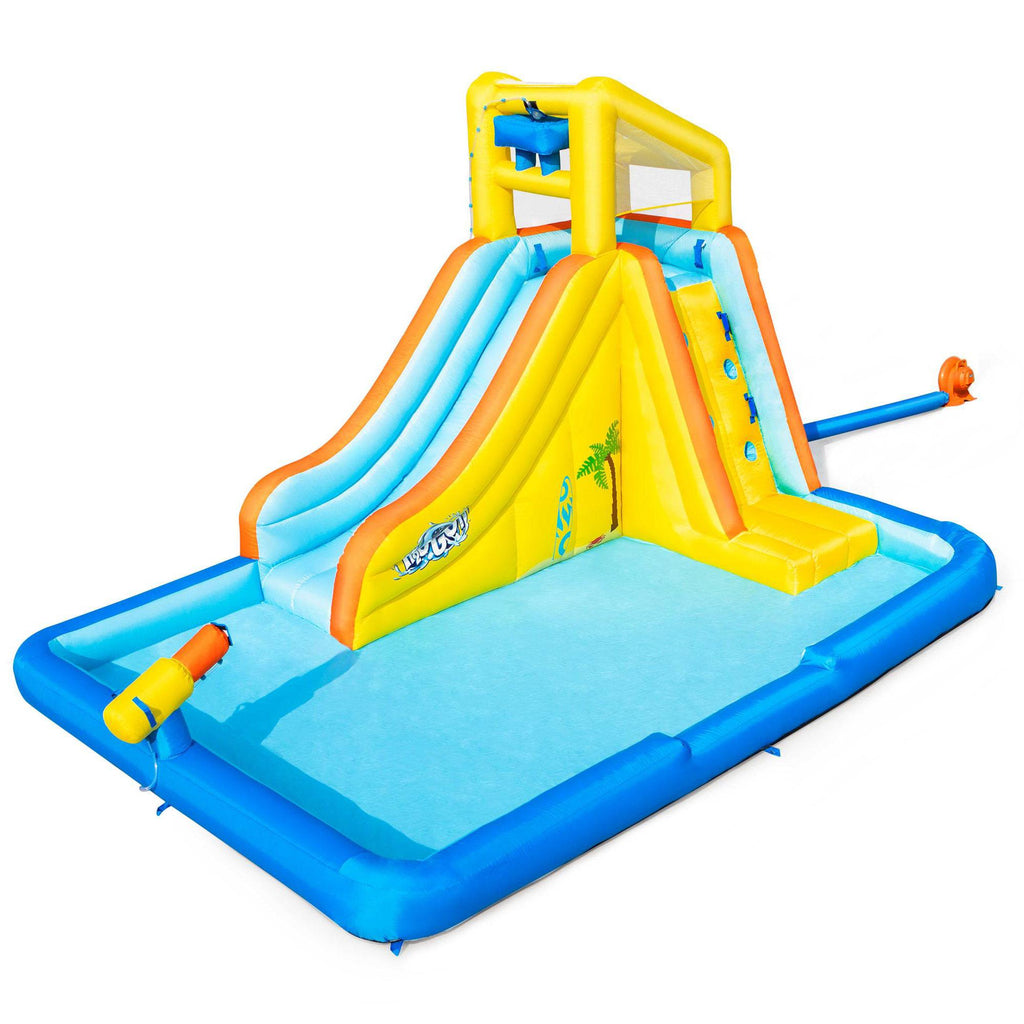 H2OGO! Beachfront Bonanza Kids Inflatable Outdoor Backyard Mega Water Slide Splash Park Toy with Slide, Climbing Wall, Sprayer,