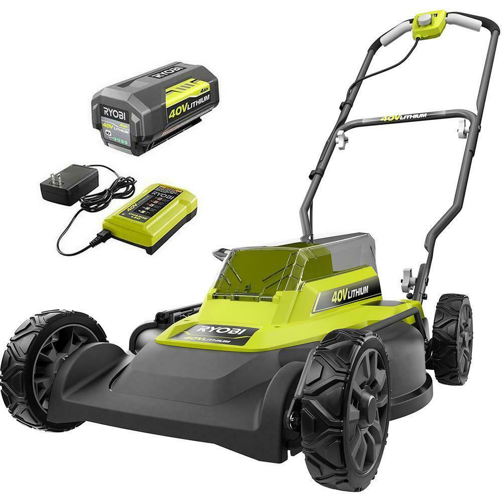 RYOBI 18 in. 40-Volt 2-in-1 Lithium-Ion Cordless Battery Walk Behind Push Mower