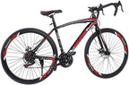 Road Bike for Men/Women Adult Hybrid Bike Lightweight Aluminum Frame Full Suspension Road Bike 21 Speed Disc Brakes, 700c