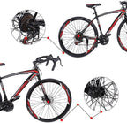 Road Bike for Men/Women Adult Hybrid Bike Lightweight Aluminum Frame Full Suspension Road Bike 21 Speed Disc Brakes, 700c