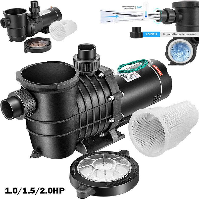 1.0/1.5/2.0 hp swimming pool pump in/above ground w/ strainer basket etl listed