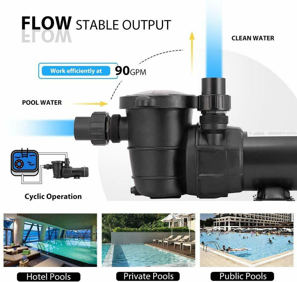 1.0 hp 1.5 hp 2.0 hp swimming pool water pump in/above ground motor strainer