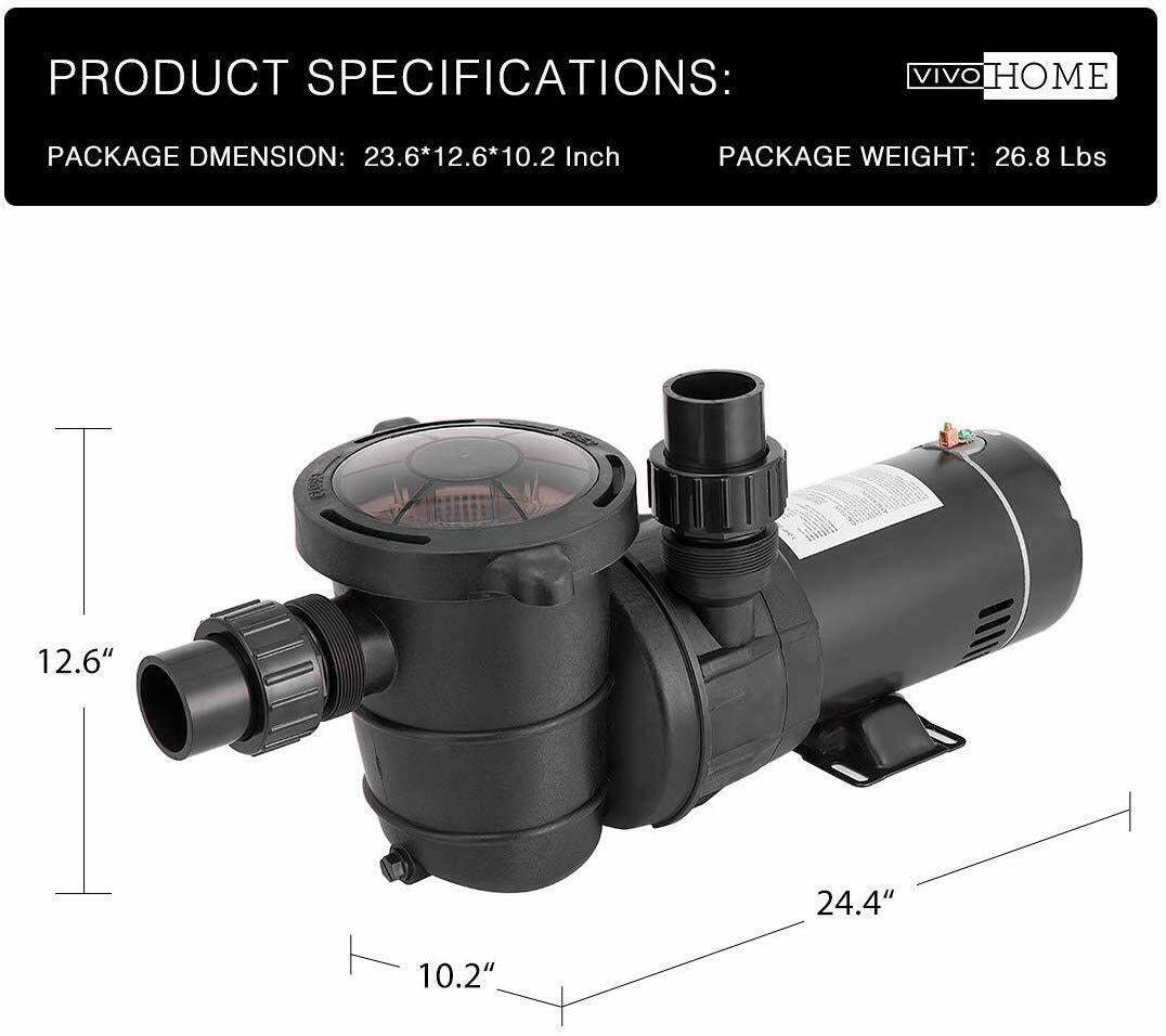1.0 hp 1.5 hp 2.0 hp swimming pool water pump in/above ground motor strainer