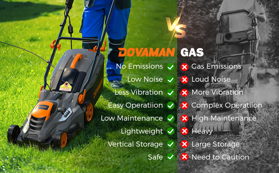 13Amp 16" Lawn Mower, 98% Collection, 13.2-Gallon Bag, 5-Position Height Adjustment, 3-Step  Vertical Fold Storage, 2-in-1 Mulching &amp; Bagging, Corded Lawn Mower for Your Garden