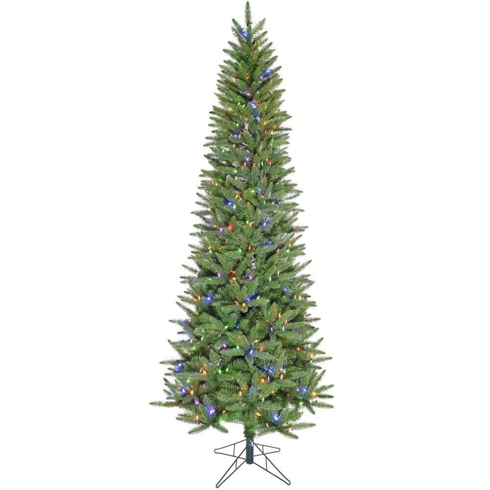 9 ft. Pre-Lit Winter Falls Slim-Silhouette Artificial Christmas Tree with Multi-Color LED Lights and EZ Connect