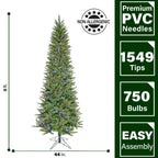 9 ft. Pre-Lit Winter Falls Slim-Silhouette Artificial Christmas Tree with Multi-Color LED Lights and EZ Connect