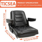 universal fold down forklift seat with adjustable angle back,armrest,micro switch and slide for tractor,excavator skid loader backhoe dozer telehandler ztr’s