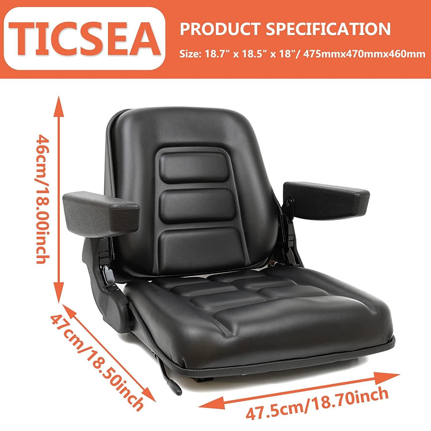 universal fold down forklift seat with adjustable angle back,armrest,micro switch and slide for tractor,excavator skid loader backhoe dozer telehandler ztr’s