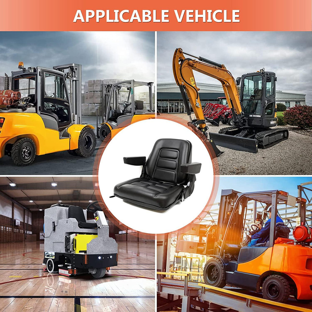 universal fold down forklift seat with adjustable angle back,armrest,micro switch and slide for tractor,excavator skid loader backhoe dozer telehandler ztr’s
