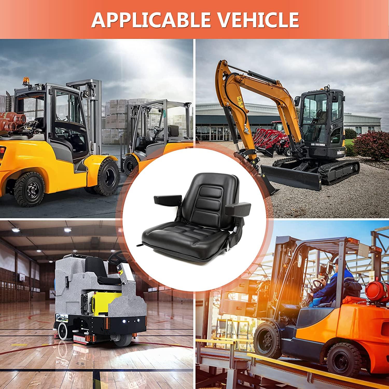 universal fold down forklift seat with adjustable angle back,armrest,micro switch and slide for tractor,excavator skid loader backhoe dozer telehandler ztr’s