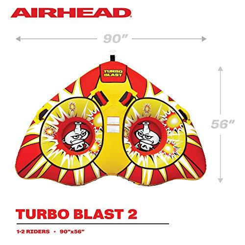 Airhead Turbo 2 | 2 Rider Towable Tube for Boating, Red/Black, Model:AHTB-12