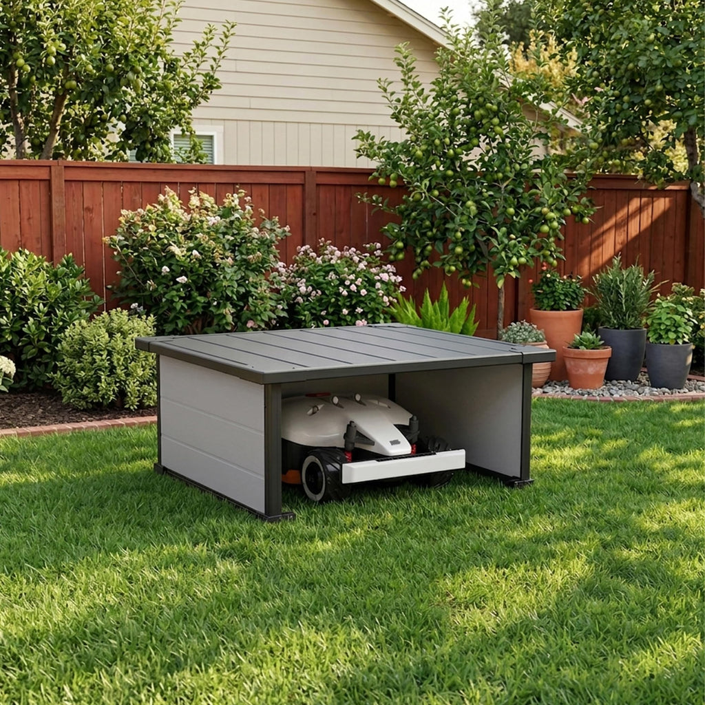 Robot Lawn Mower Garage, Weatherproof Shelter for Robotic Mower Charging Station, Durable PP Panel for Outdoor Use