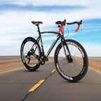Eurobike Road Bike XC550 21 Speed 54 cm Frame 700C Wheels Road Bicycle Dual Disc Brake Bicycle Black-White 60