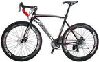 Eurobike Road Bike XC550 21 Speed 54 cm Frame 700C Wheels Road Bicycle Dual Disc Brake Bicycle Black-White 60