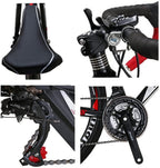 Eurobike Road Bike XC550 21 Speed 54 cm Frame 700C Wheels Road Bicycle Dual Disc Brake Bicycle Black-White 60