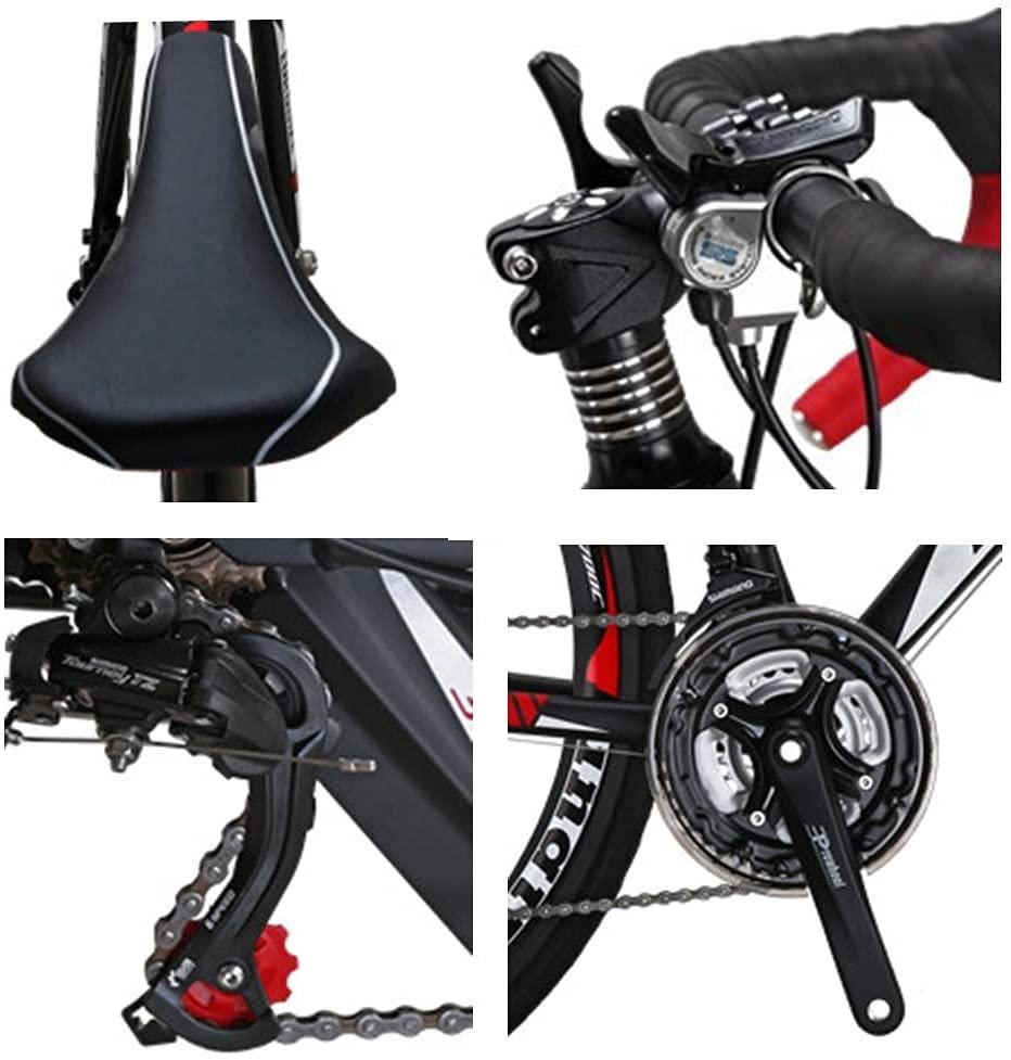 Eurobike XC550 Road Bike 21 Speed 49 cm Frame 700C L Wheels Road Bicycle Dual Disc Brake Bicycle Black-White 30