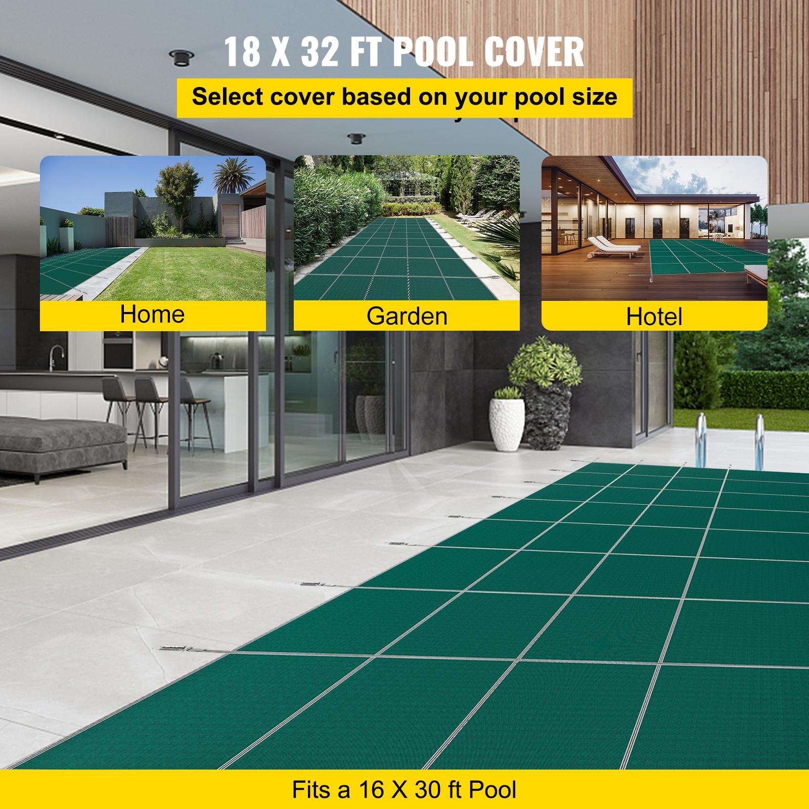 vevor safety pool cover 18x32ft rectangular in ground clean winter cover mesh