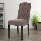 Goplus Set of 2 Fabric Wood Accent Dining Chair Tufted Modern Living Room Furniture New