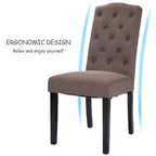 Goplus Set of 2 Fabric Wood Accent Dining Chair Tufted Modern Living Room Furniture New