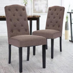 Goplus Set of 2 Fabric Wood Accent Dining Chair Tufted Modern Living Room Furniture New