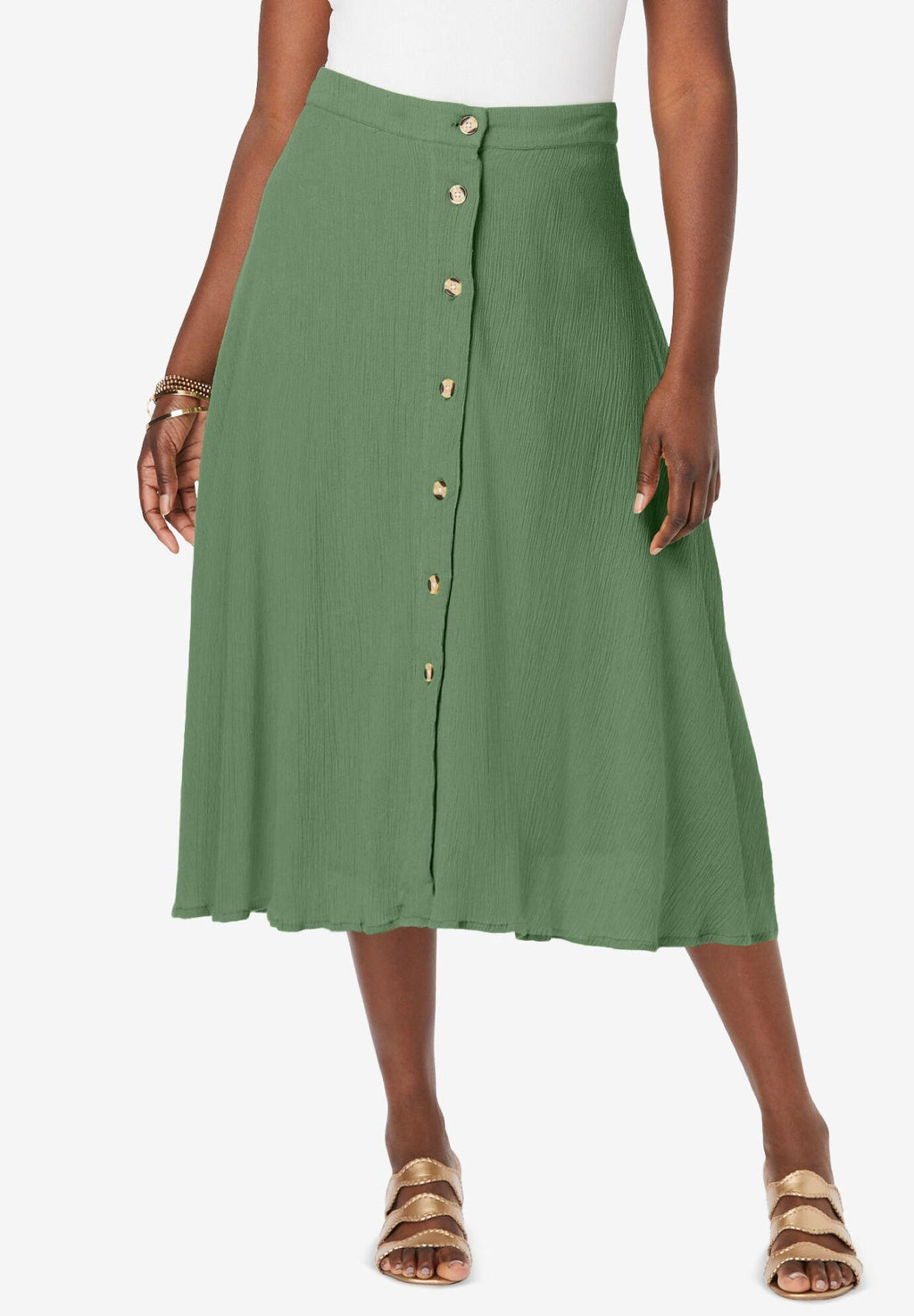button-front midi skirt