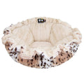 Ultra Plush Aspen Snow Leopard/Natural Beauty Luxury Deluxe Dog/Pet Cuddle Pod Bed - 30" BeiFashion Round Polyester Machine Washable