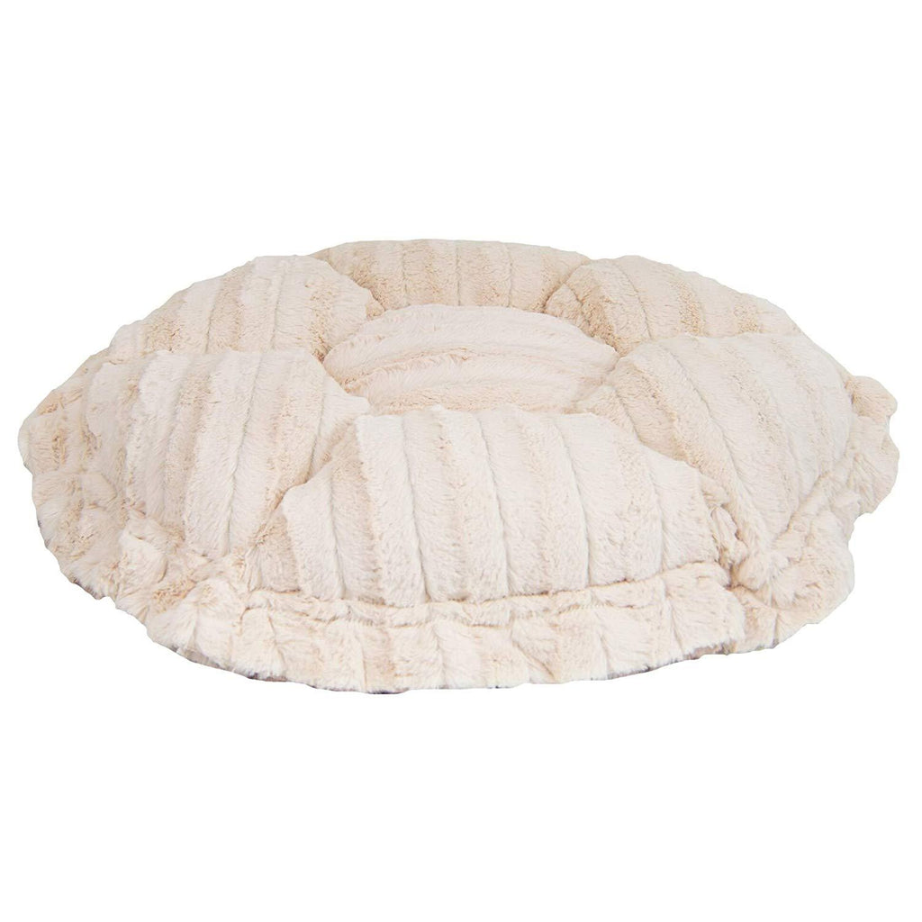 Ultra Plush Aspen Snow Leopard/Natural Beauty Luxury Deluxe Dog/Pet Cuddle Pod Bed - 30" BeiFashion Round Polyester Machine Washable