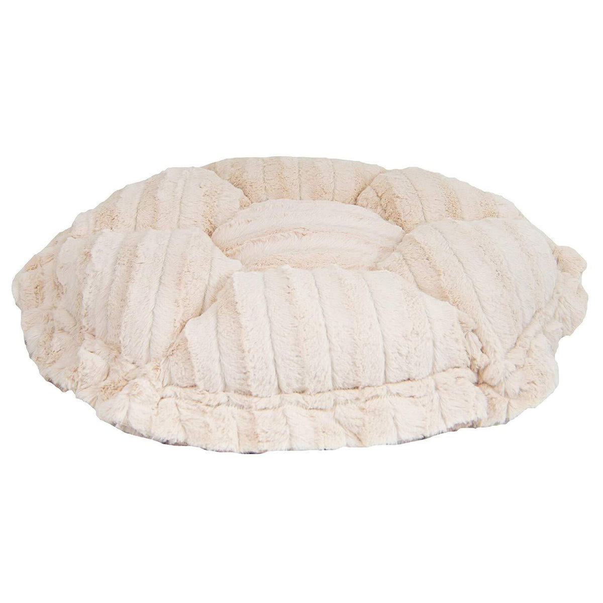 Ultra Plush Aspen Snow Leopard/Natural Beauty Luxury Deluxe Dog/Pet Cuddle Pod Bed - 30" BeiFashion Round Polyester Machine Washable