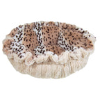 Ultra Plush Aspen Snow Leopard/Natural Beauty Luxury Deluxe Dog/Pet Cuddle Pod Bed - 30" BeiFashion Round Polyester Machine Washable