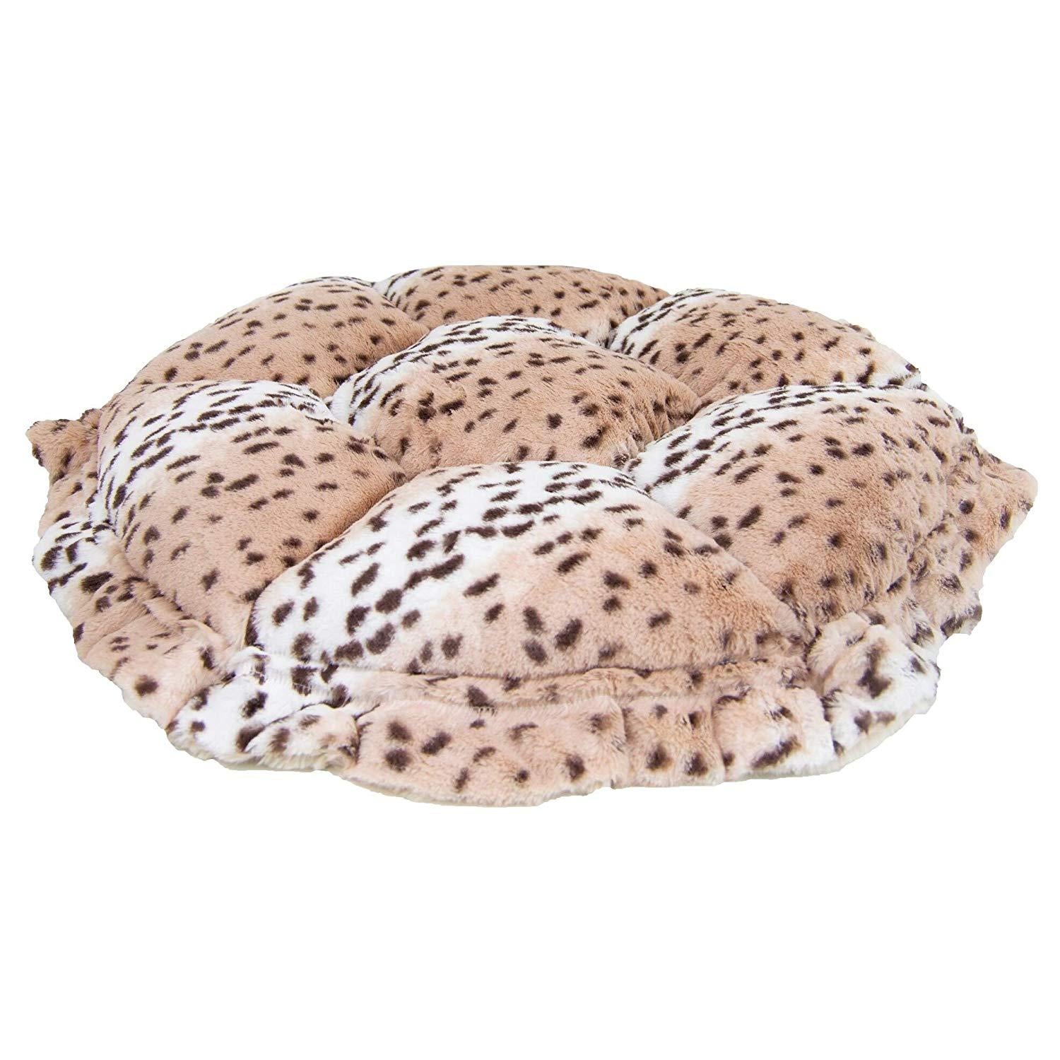 Ultra Plush Aspen Snow Leopard/Natural Beauty Luxury Deluxe Dog/Pet Cuddle Pod Bed - 30" BeiFashion Round Polyester Machine Washable