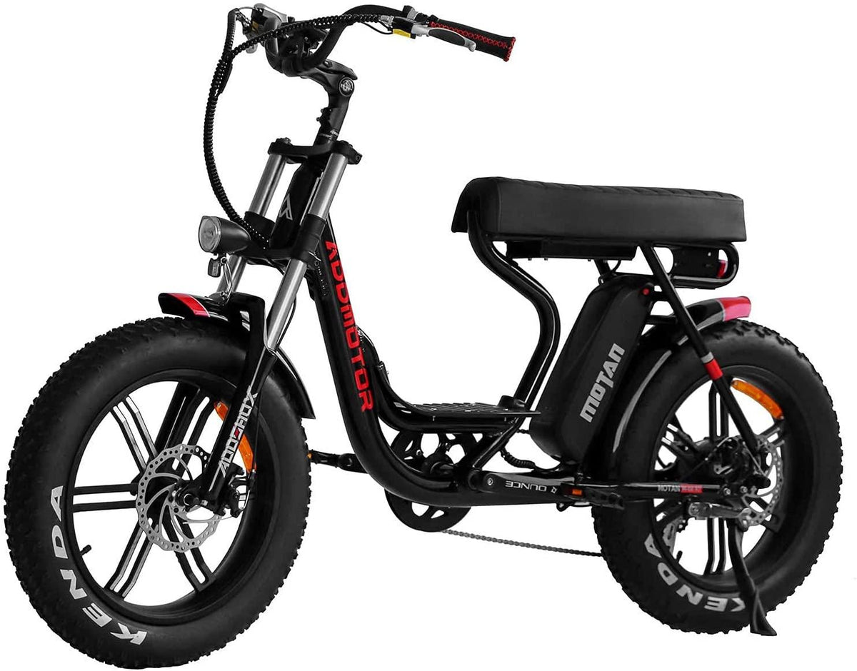 Addmotor M-66 R7 Electric Bike, 20" Fat Tire Electric Bicycle with Long Banana Style Seat, 750W 48V 14Ah Removable Battery and Charger, 23MPH High Speed Cruiser E-Bike