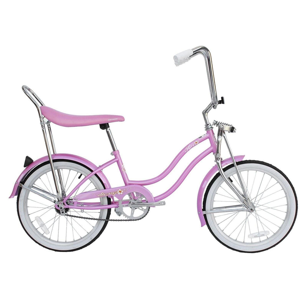 Micargi HERO 20" Beach Cruiser Coaster Brake Single Speed with Banana Seat  Steel Spokes One Piece Crank Alloy Rims 36H Color: Pink