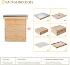 terradise bee hive, 2 layer honey bee hives, beekeeping supplies beehive kit with 10 medium 10 deep honeycomb foundation frames, bee house bee boxes for starter, wood complete honey beehives kit
