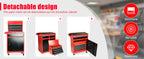 5-Drawer Rolling Tool Chest, 2 in 1 Tool StoraCabinet with Detachable Top, Steel Tool Box with Wheels, Red and Black, Lockable, for GaraWorkshop