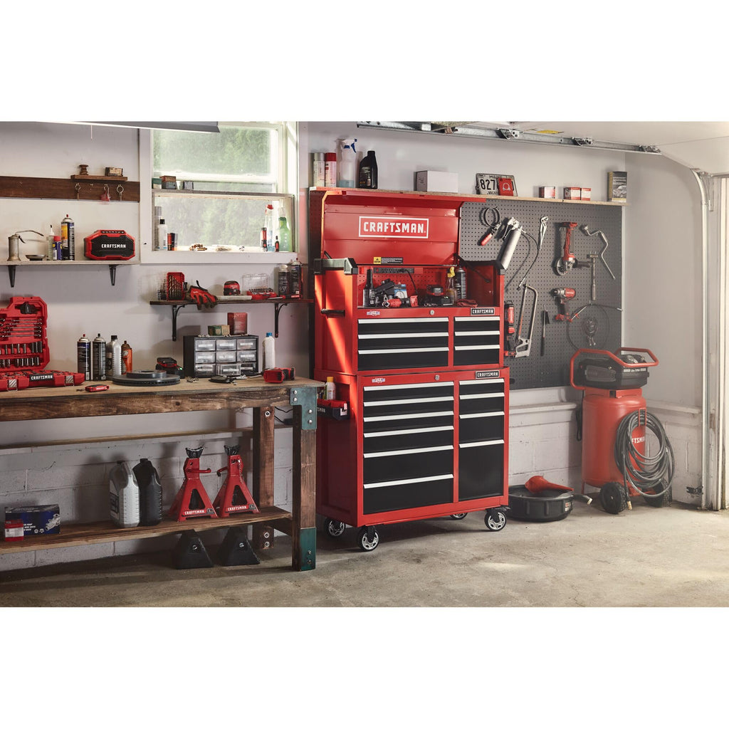 41" Rolling Tool Chest, 10-Drawer Steel Tool Cabinet with Drawer Trays and Paper Towel Holder (CMST341102RB)