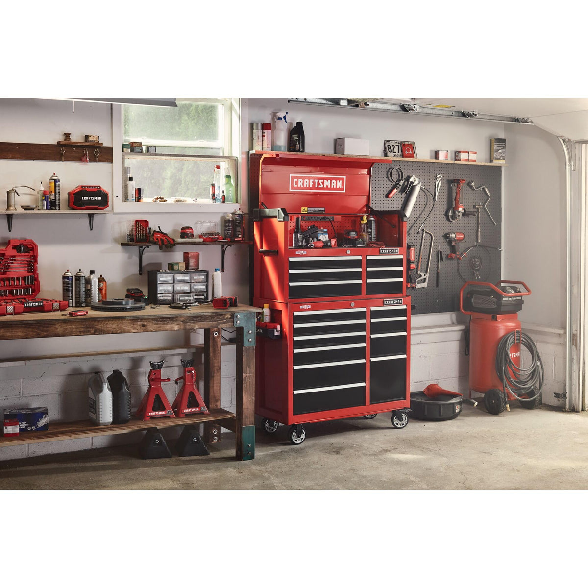 41" Rolling Tool Chest, 10-Drawer Steel Tool Cabinet with Drawer Trays and Paper Towel Holder (CMST341102RB)