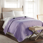 Thermee Micro Flannel Queen-Size Electric Heated Blanket, Machine Wash &amp; Dry, Timer &amp; Safety Shutoff, 90Lx90W, Lilac
