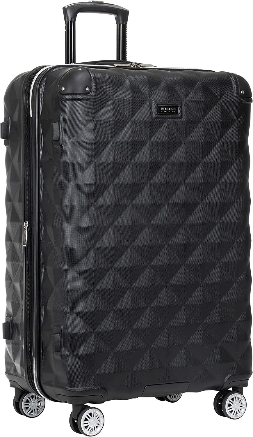 Diamond Tower Luggage Collection Lightweight Hardside Expandable 8-Wheel Spinner Travel Suitcase, Black, 28-Inch Checked