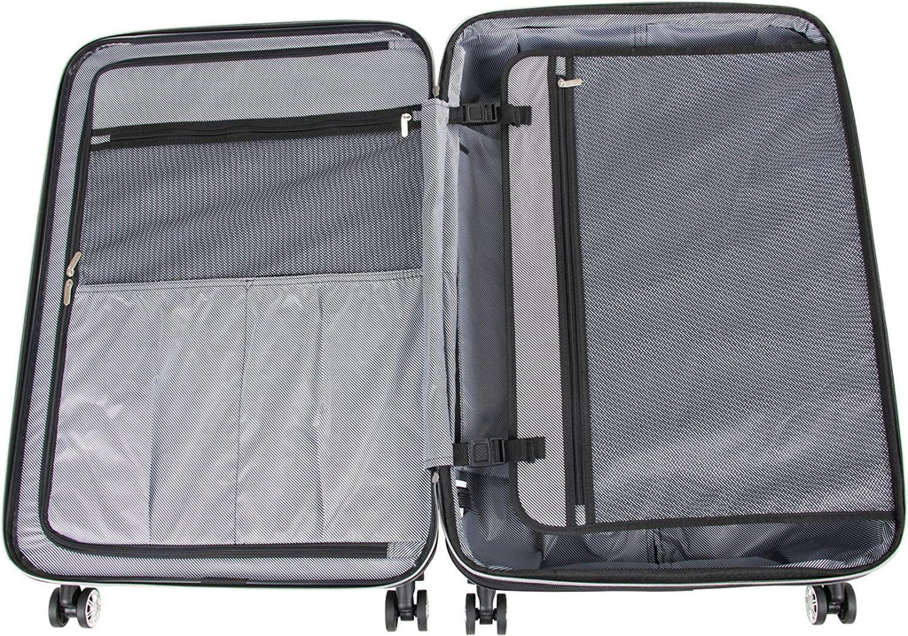 Diamond Tower Luggage Collection Lightweight Hardside Expandable 8-Wheel Spinner Travel Suitcase, Black, 28-Inch Checked